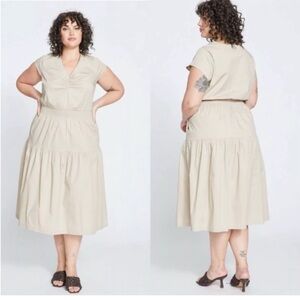 NWT Universal Standard Ambroeus Smocked Poplin Tiered Midi Dress XS / US 10 - 12